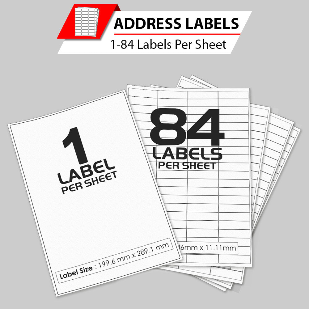 1 to 84 Labels Per Sheet